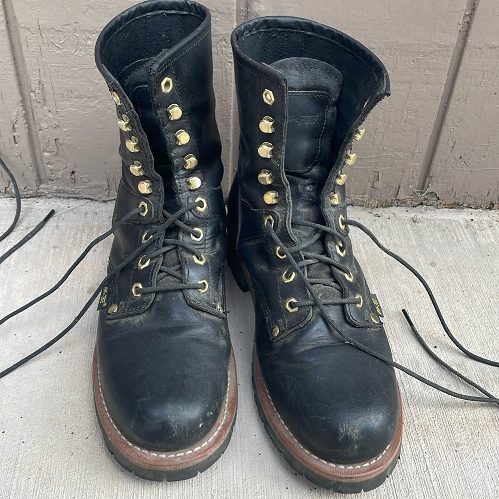 Motorcycle boots, steel toe, lace up, good condition